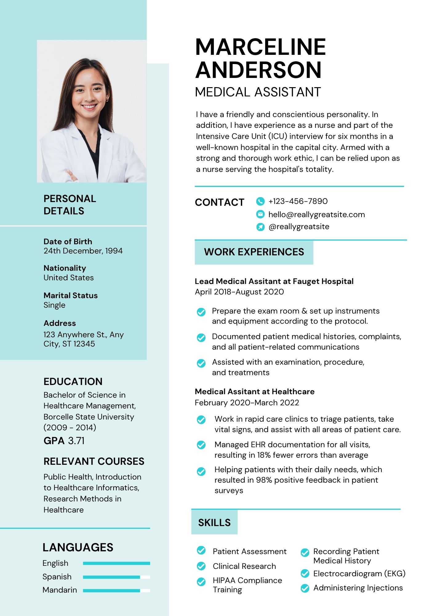 cv xin việc điều dưỡng