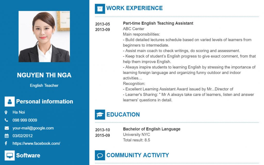 cách viết cv xin thực tập