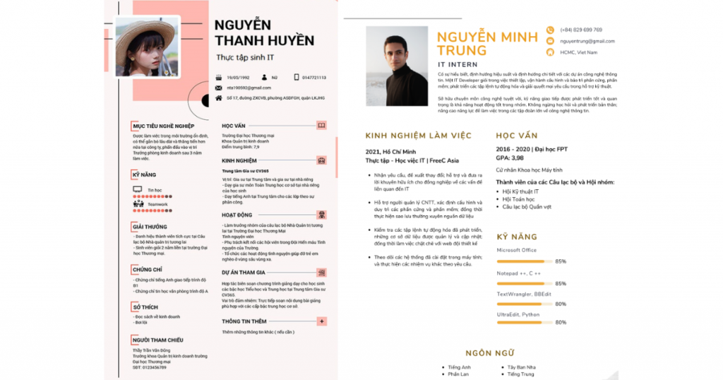 cách viết cv xin thực tập
