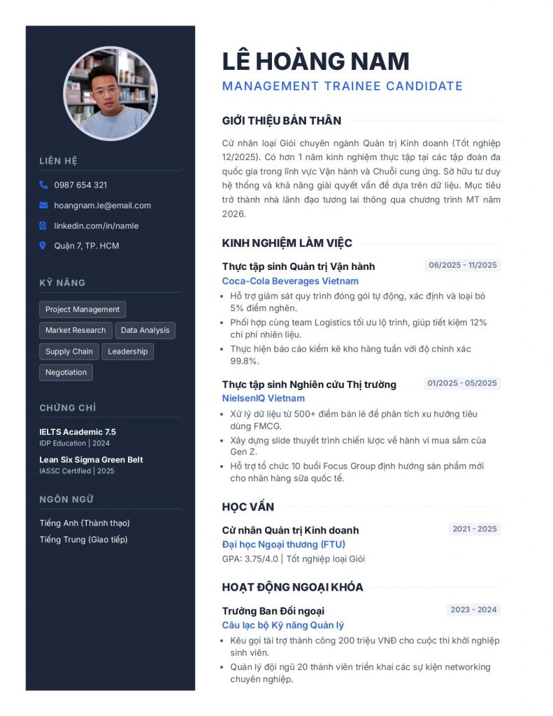 cv thi tuyển management trainee