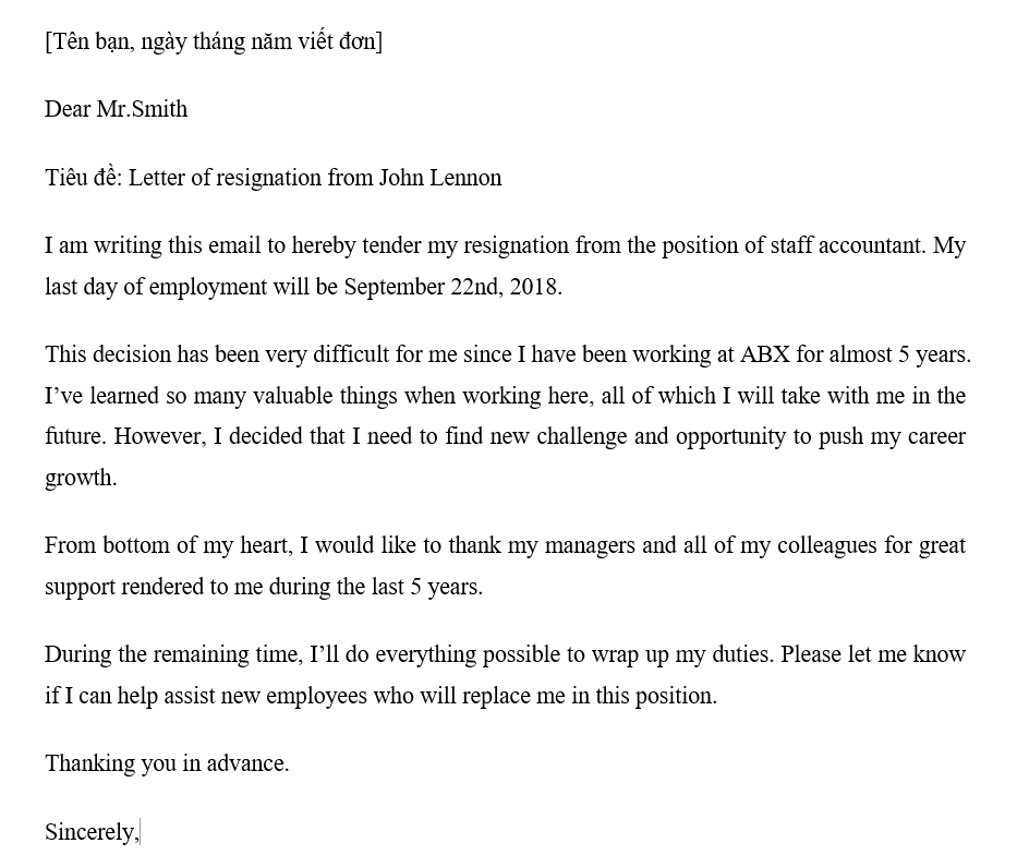 email xin việc bằng tiếng anh
