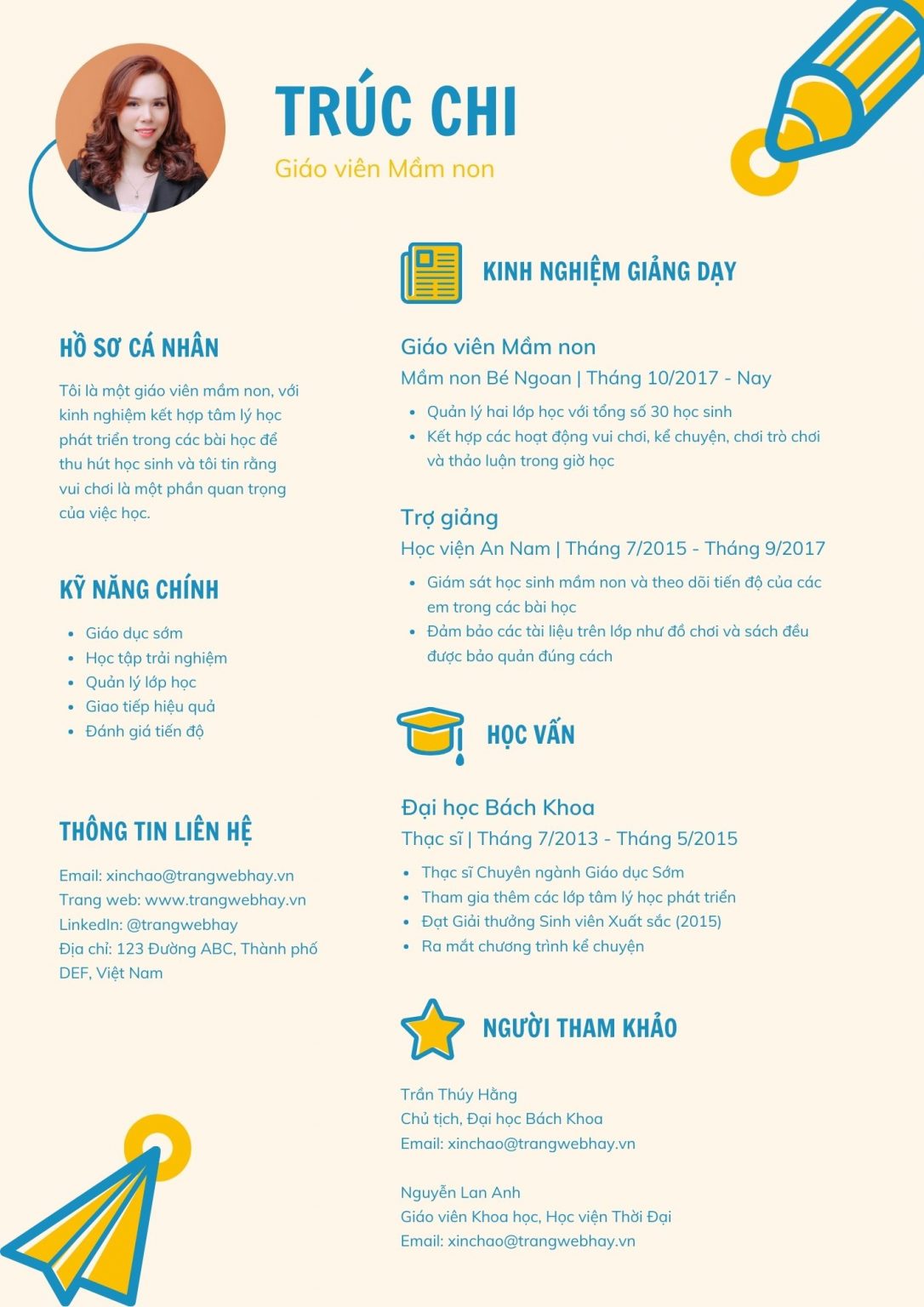 cv ngành giáo dục đào tạo