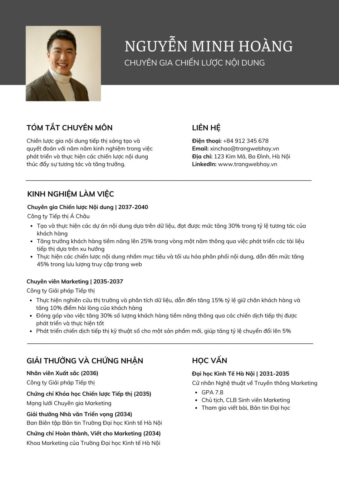 cv marketing sáng tạo chuẩn