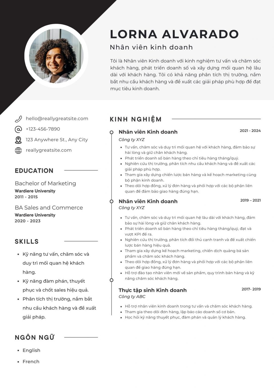 cv nhân viên kinh doanh