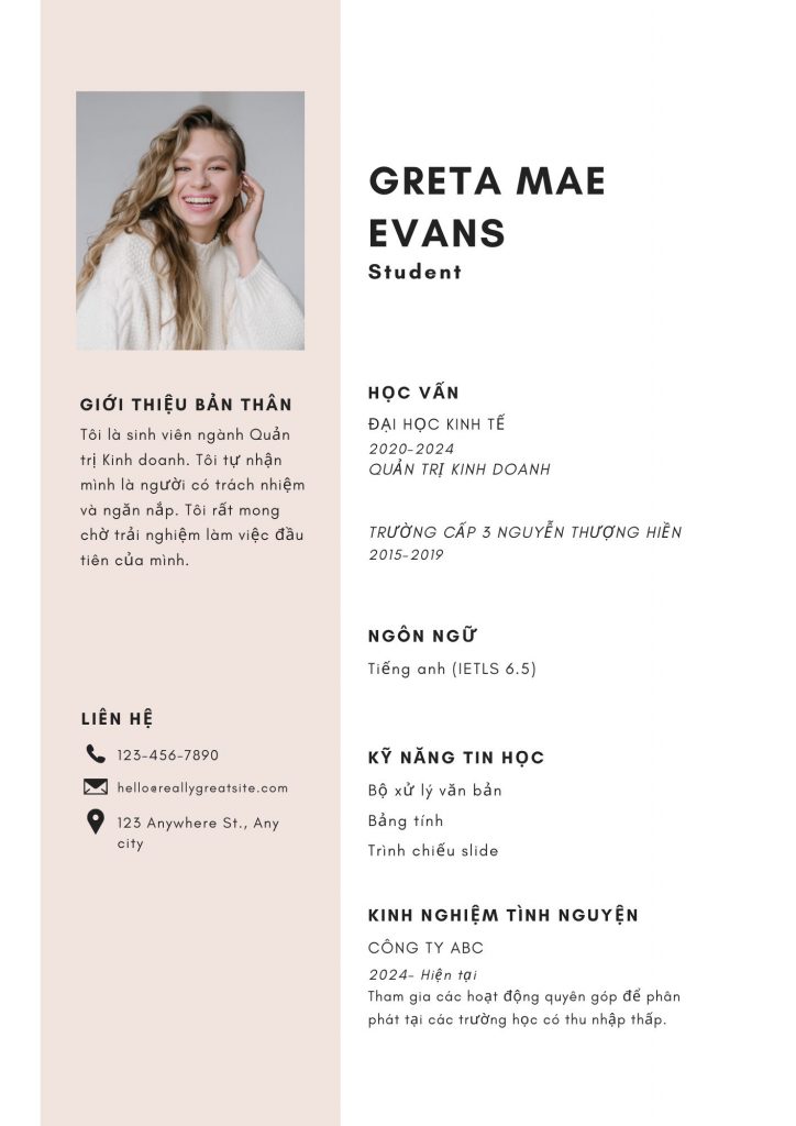 cách viết cv cho sinh viên năm nhất