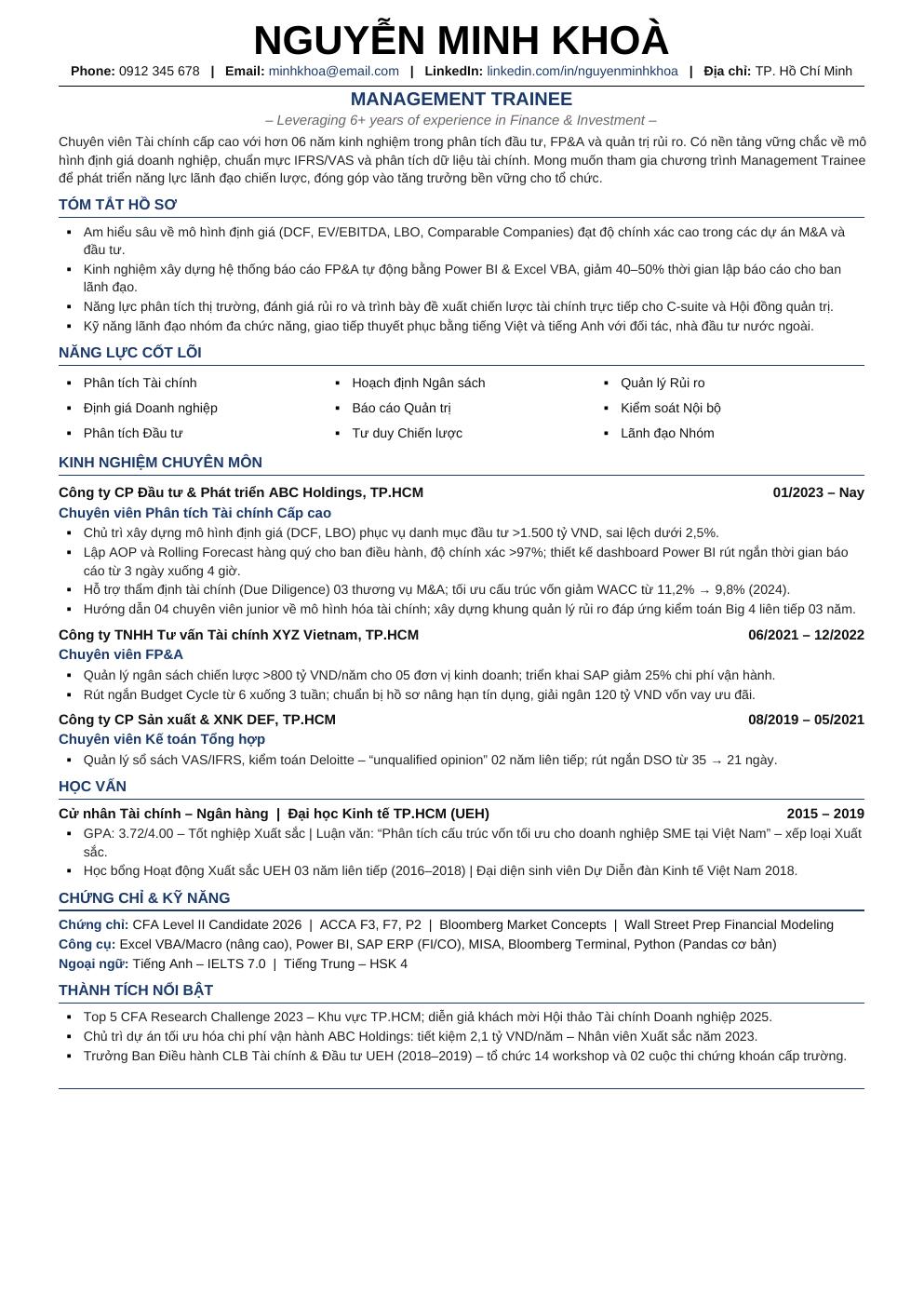 management trainee finance