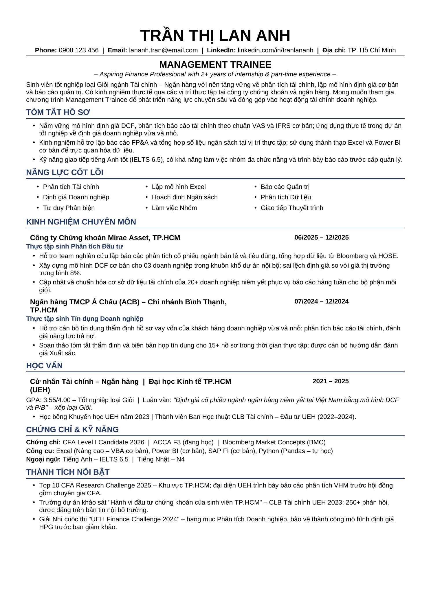 management trainee finance