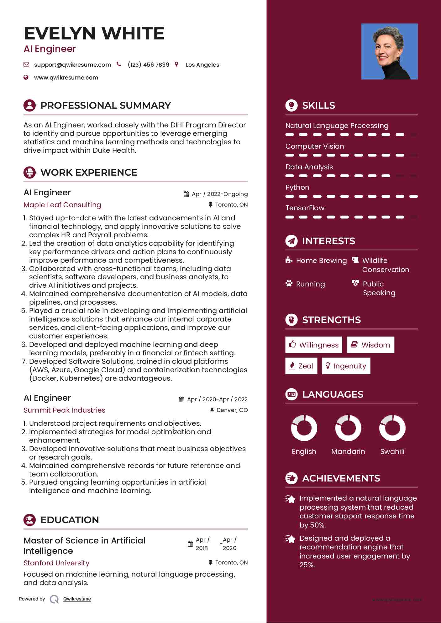 Mẫu CV AI Engineer