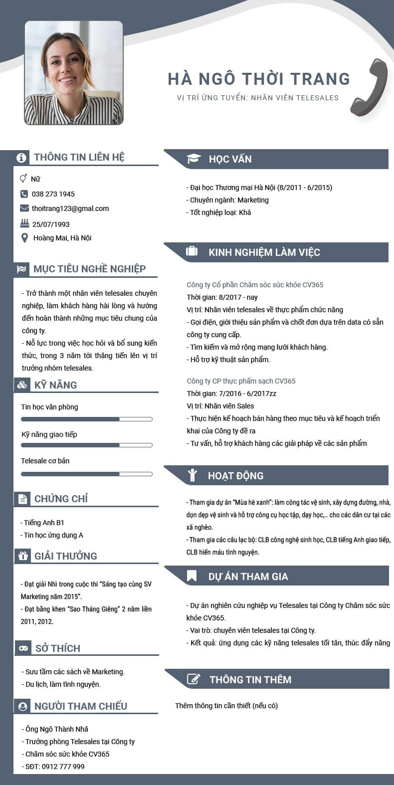 cv telesale