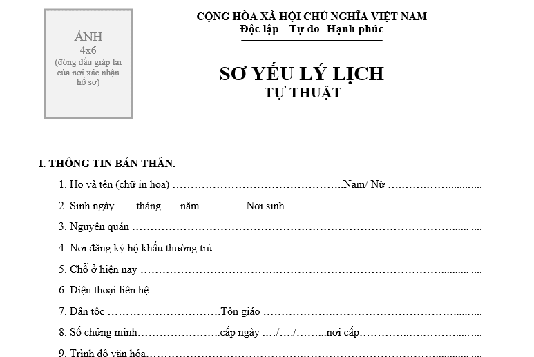 viết sơ yếu lý lịch xin việc