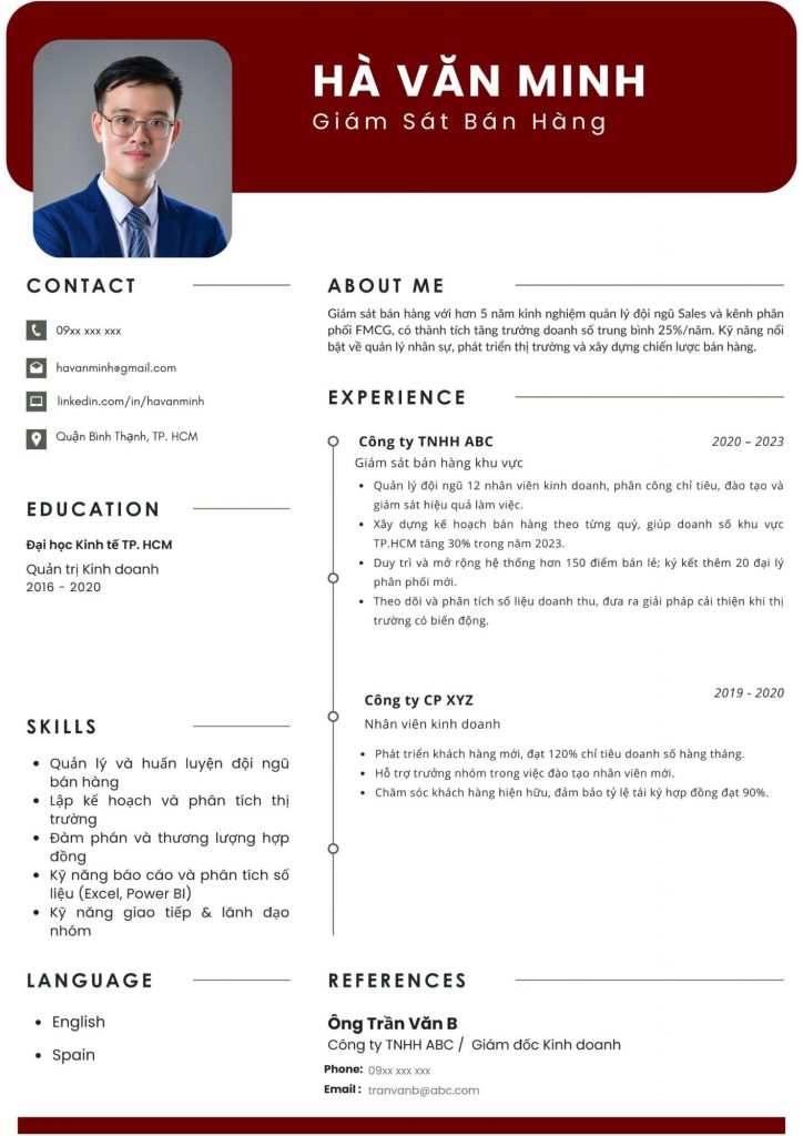 CV giám sát bán hàng chuyên nghiệp giúp tạo ấn tượng với nhà tuyển dụng