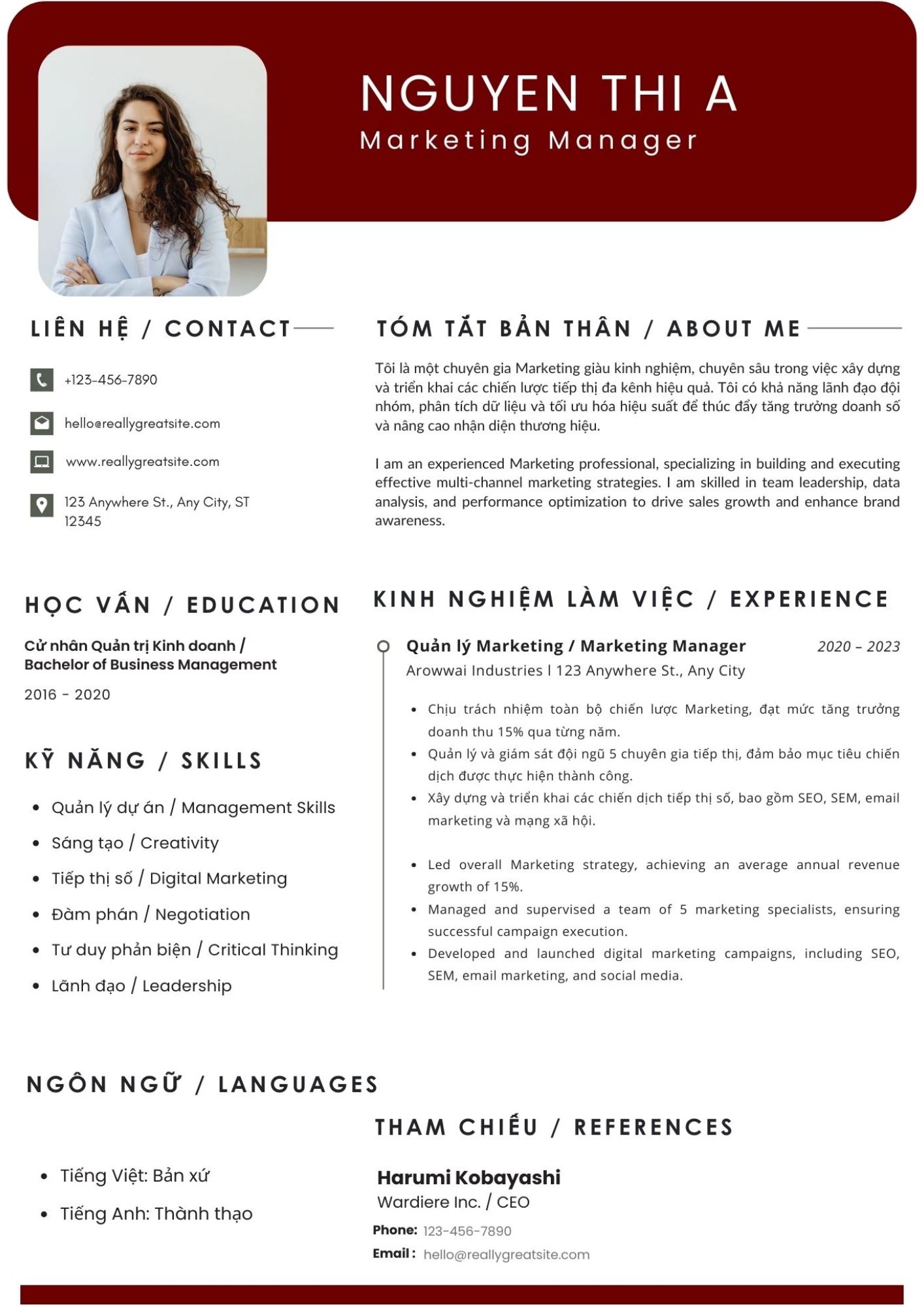 Mẫu CV biên phiên dịch trình bày rõ ràng với đầy đủ thông tin về kinh nghiệm, kỹ năng và chứng chỉ ngoại ngữ