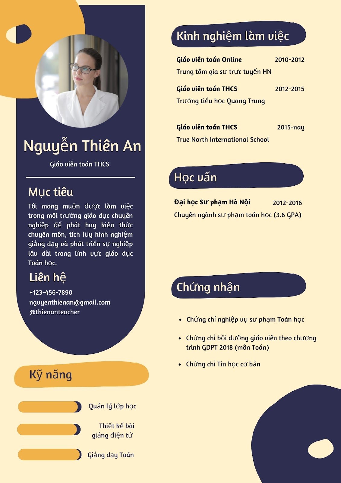 Mẫu CV giáo viên toán file Word dễ chỉnh sửa