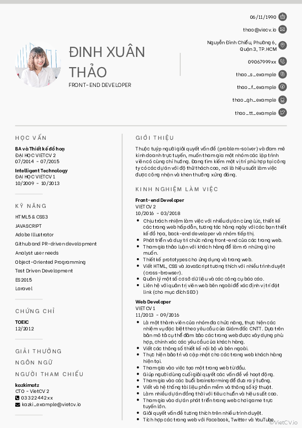Mẫu CV lập trình viên