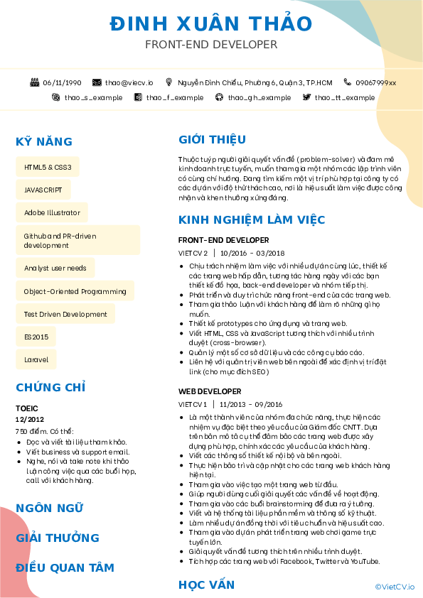 Mẫu CV lập trình viên